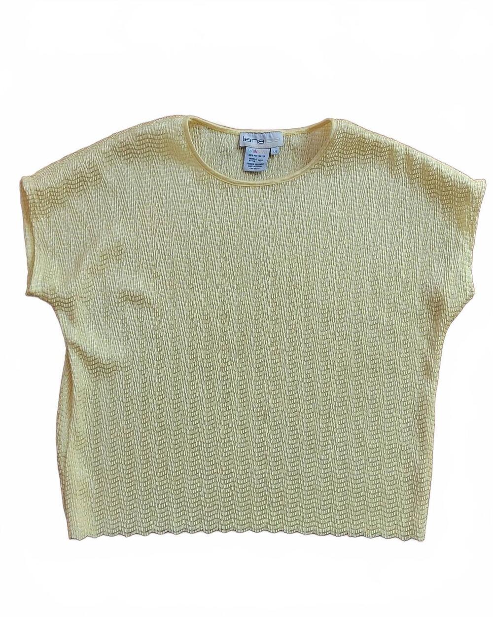 NEW LANA LEE women's textured round neck top in yellow